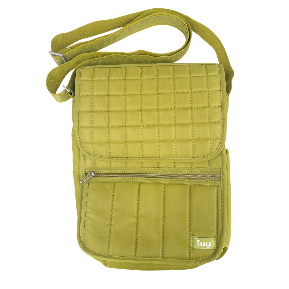 Lug Moped Day Pack Quilted Crossbody Bag Travel Olive Citron Chartreuse Green
